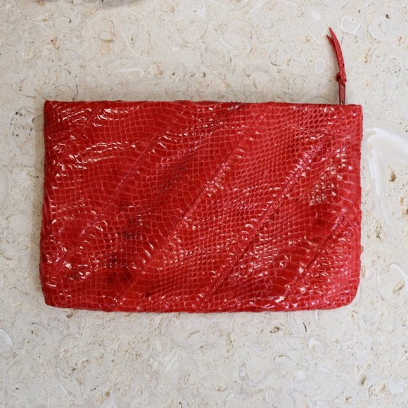 Clemente Red Snakeskin Clutch - Picture 2 of 8